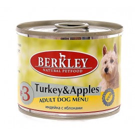 Berkley консервы для собак с индейкой и яблоками, Adult Turkey&Apples
